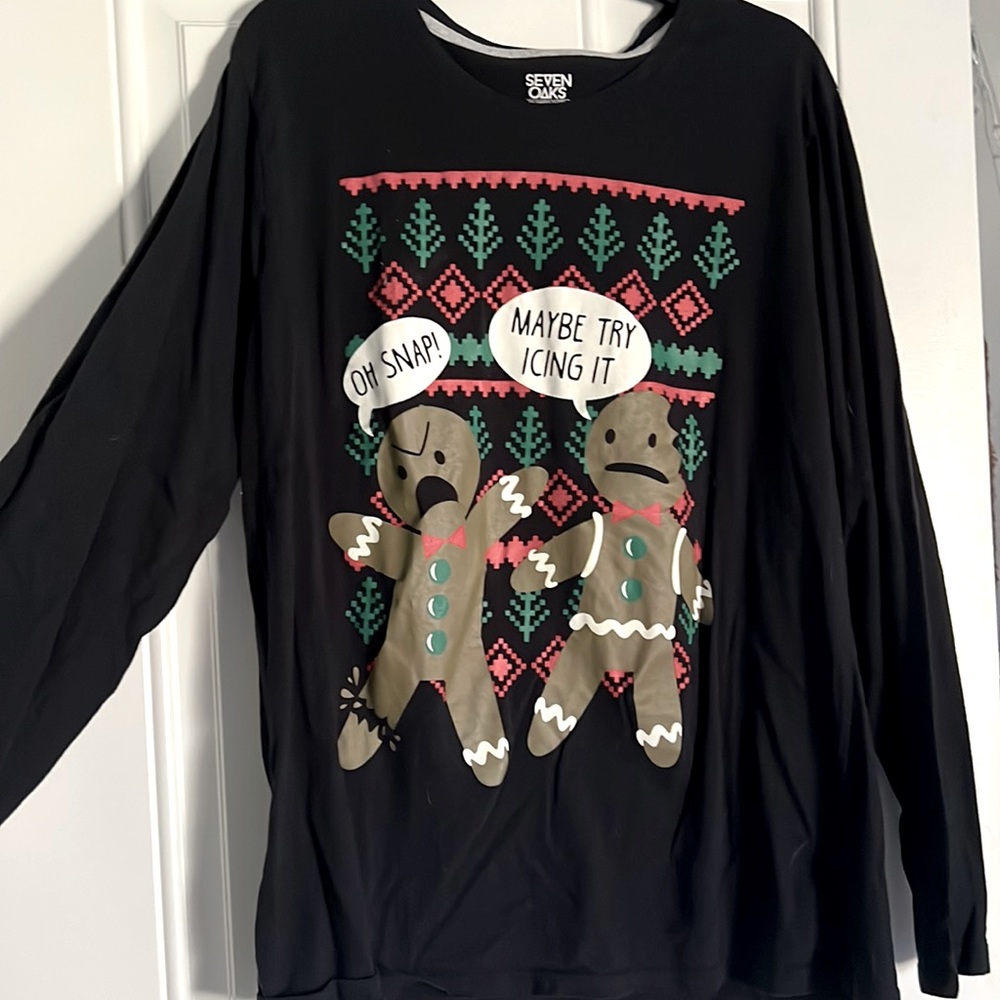 Black Pajama shirt Christmas themed